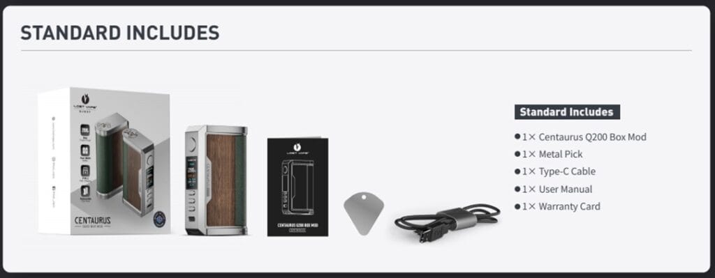 Lost Vape Centaurus Q200 Contenu